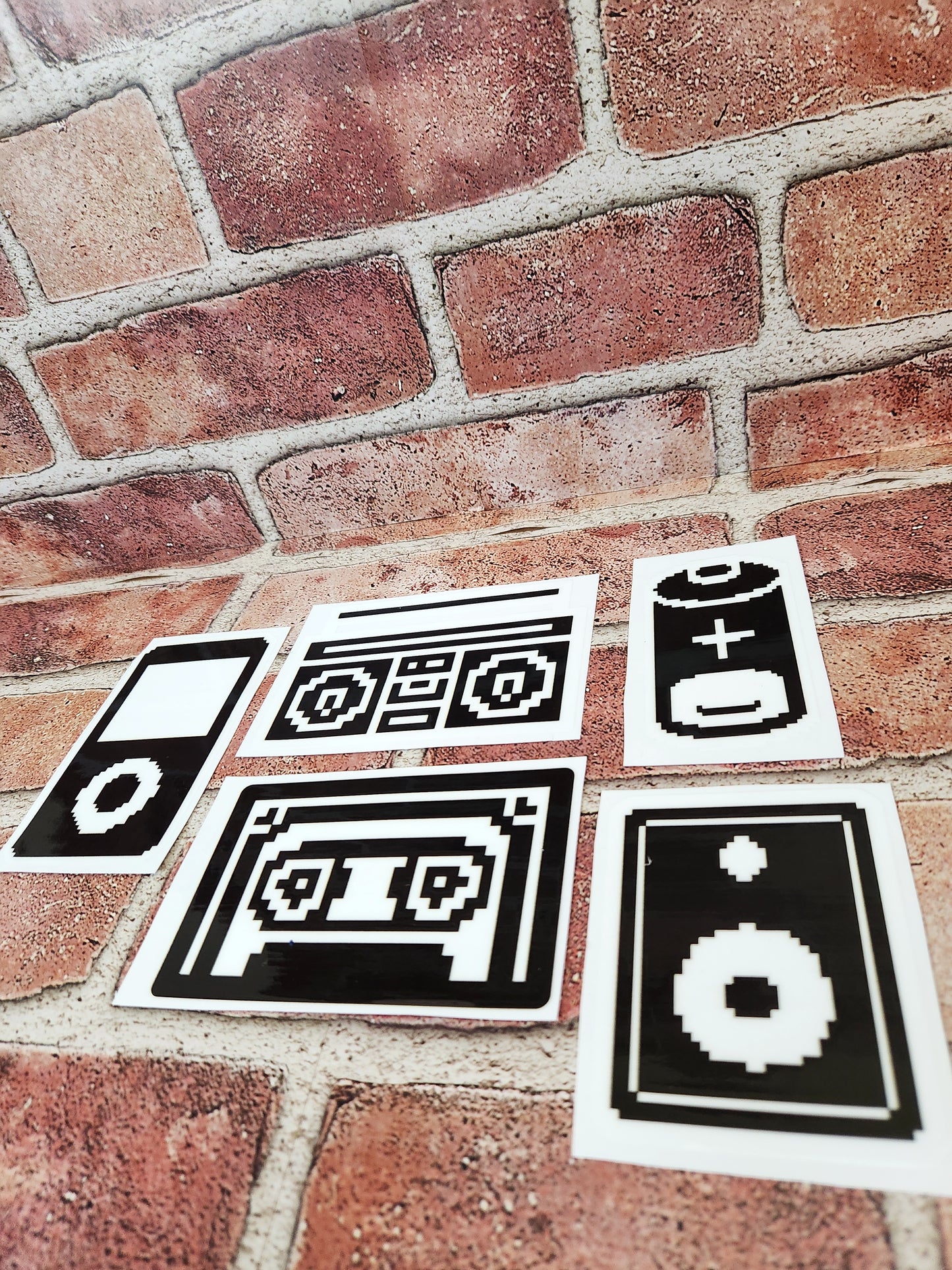 Pixel Ave Laptop Stickers (B&W)