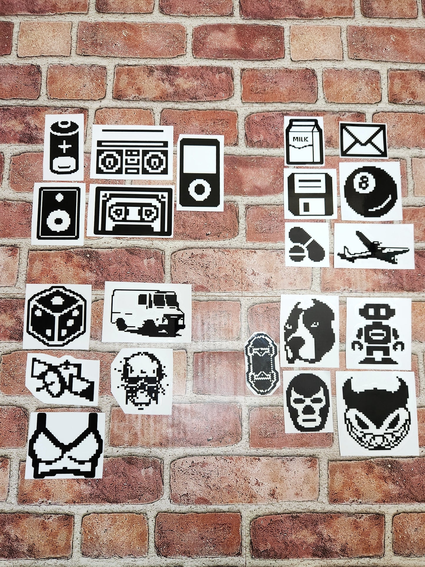 Pixel Ave Laptop Stickers (B&W)