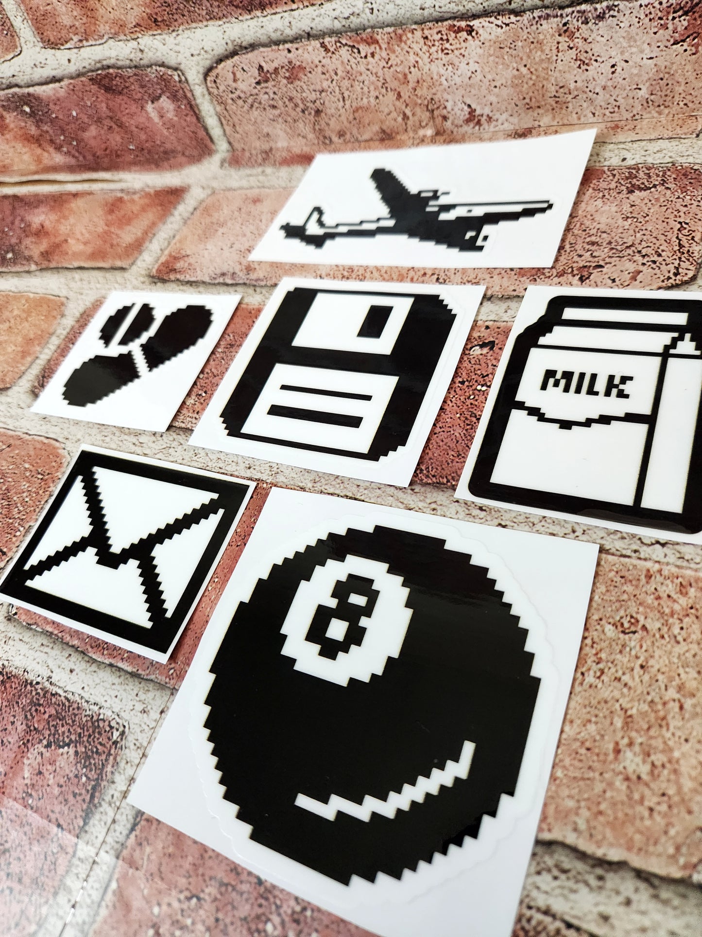 Pixel Ave Laptop Stickers (B&W)