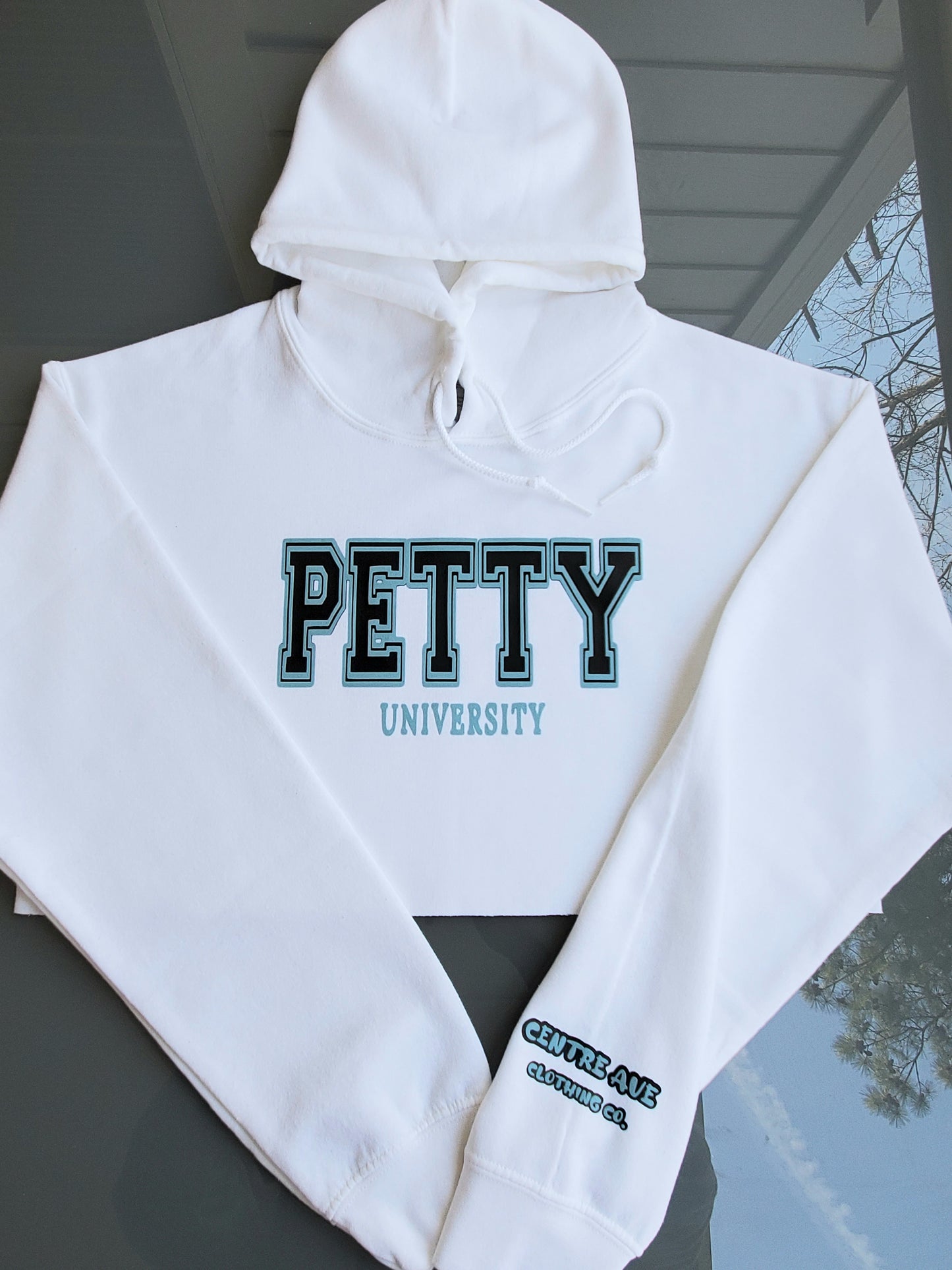 Petty University Cropped Hoodie - Centre Ave Clothing Co.