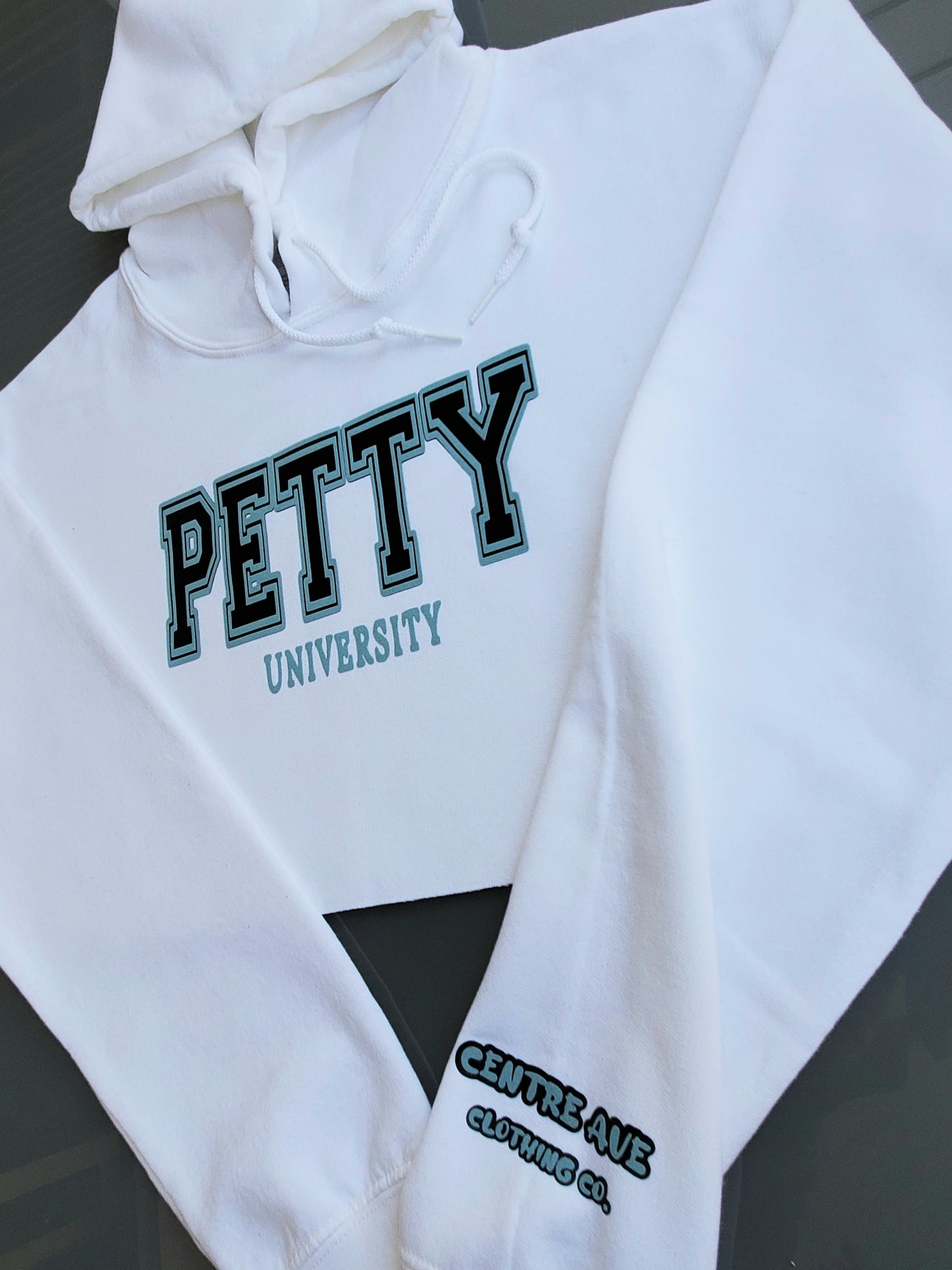 Petty University Cropped Hoodie - Centre Ave Clothing Co.