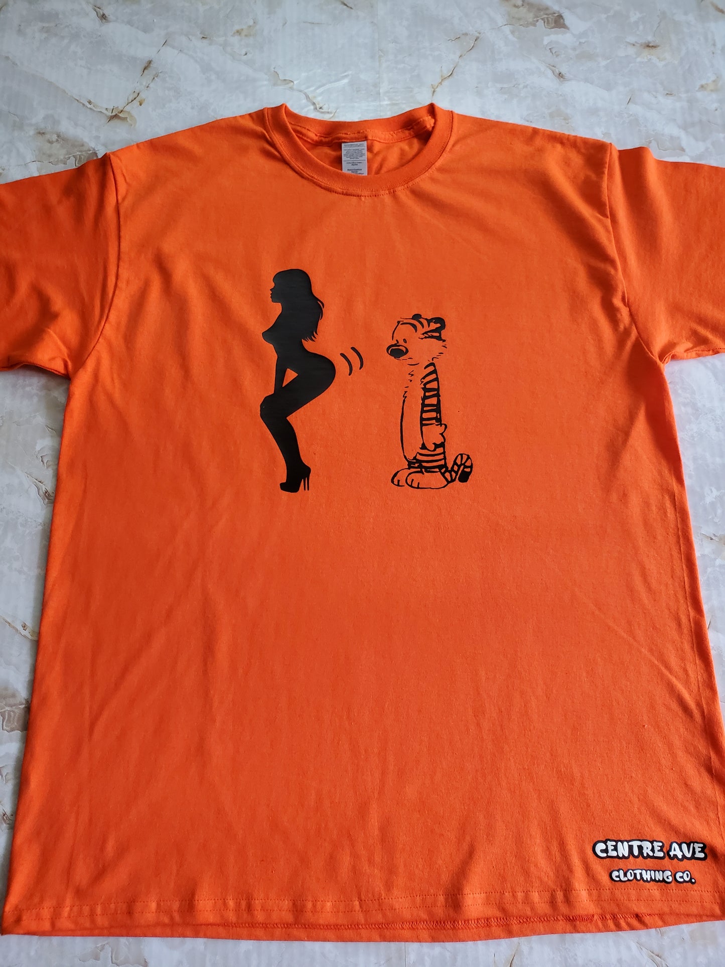 Twerk Som' Hobbes T-Shirt (Orange) - Centre Ave Clothing Co.